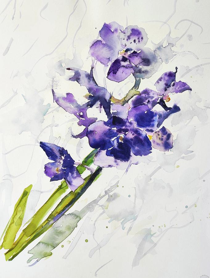 watercolor purple orchids