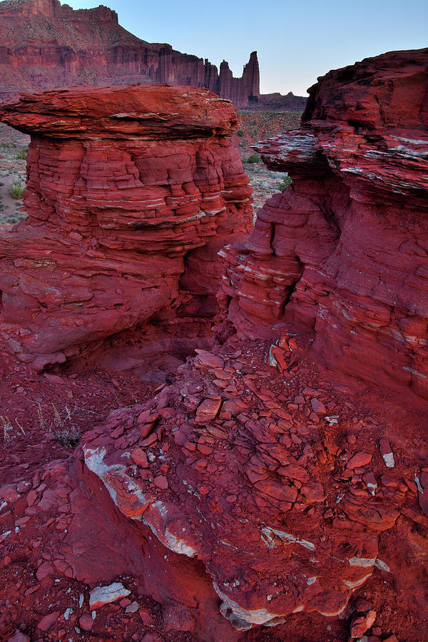 Deep Red Rock of Fisher Towers Photograph by Ray Mathis