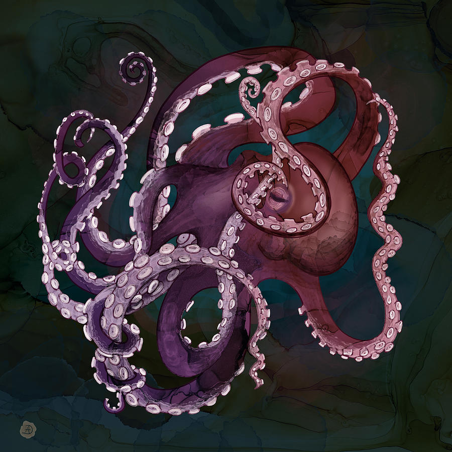 Deep Sea Purple Octopus Digital Art by Andreea Dumez