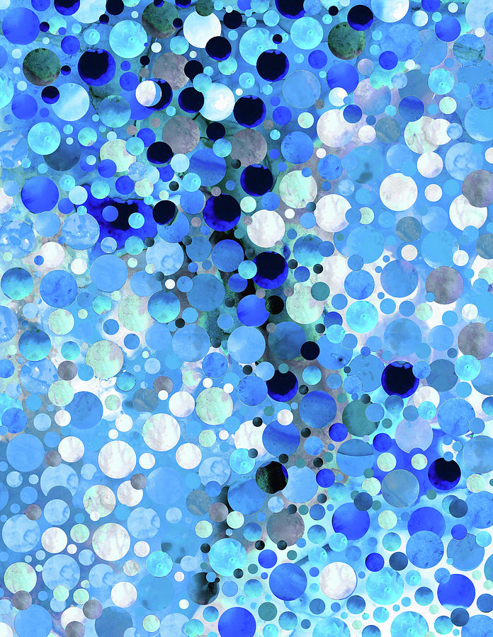 Blue Painting - Deep Thoughts Blue Abstract Circle Art by Sharon Cummings