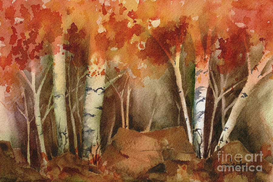 Deep Woods Autumn Splendor Painting by Pat Katz