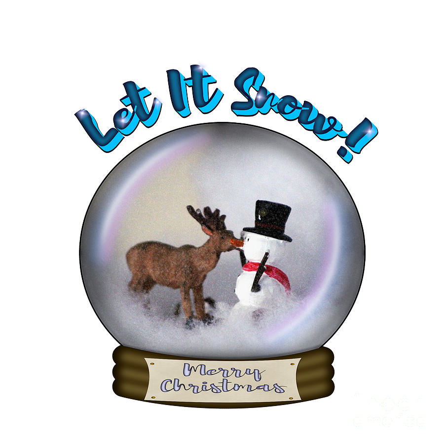 Deer and Snowman Snow Globe Merry Christmas Photograph by Colleen Cornelius