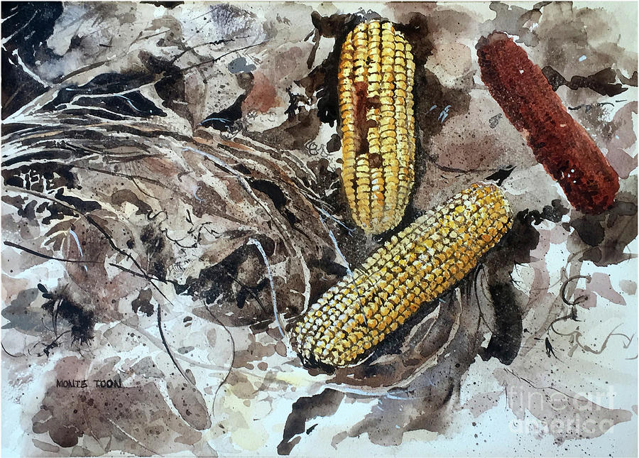 Deer Corn Painting by Monte Toon
