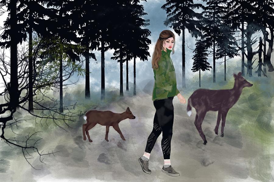 Deer Crossing  Digital Art by Kim Prowse