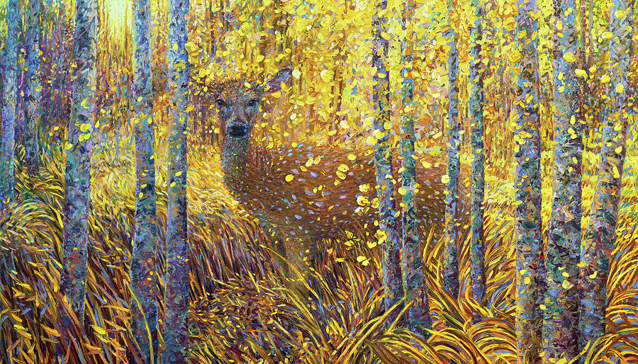 Tree Painting - Deer Demure by Iris Scott