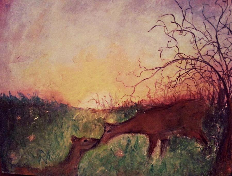 Deer Flight  Painting by Jen Shearer
