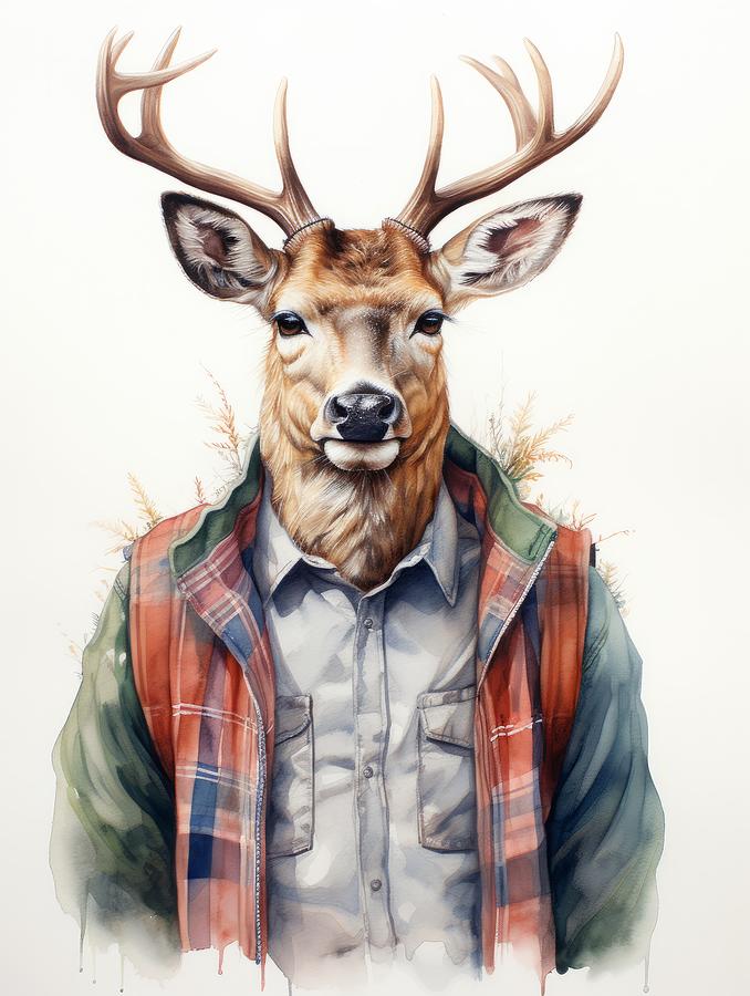 Deer Hunter Painting by Land of Dreams