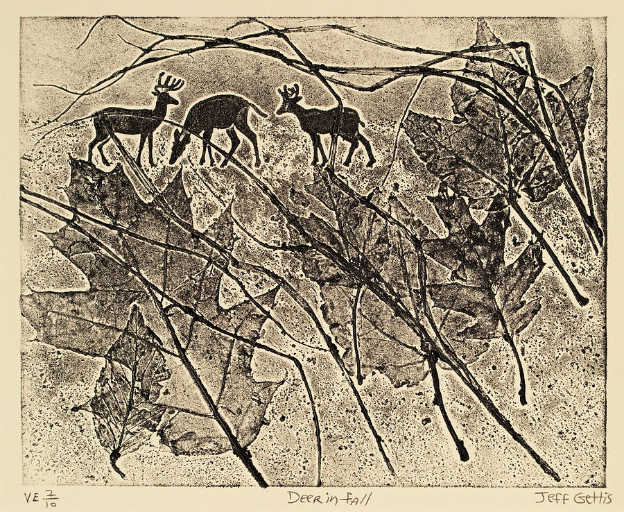 Deer In Fall 2 Mixed Media by Jeff Gettis