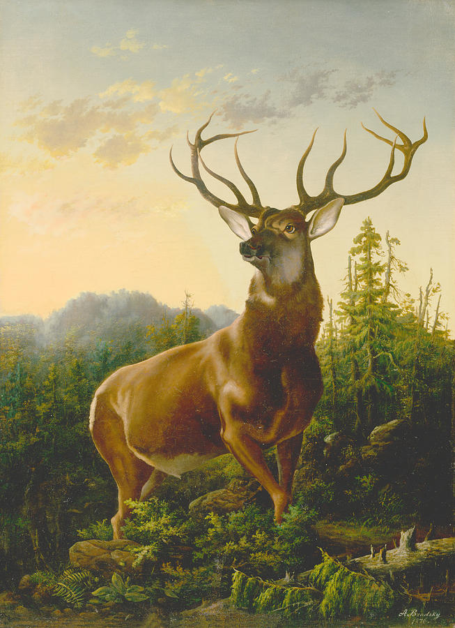 deer landscape painting