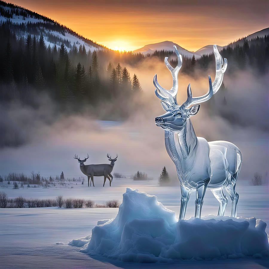 Deer In Ice Digital Art by Donna Kennedy