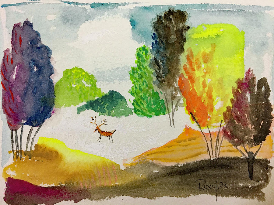 Deer In The Distance Painting