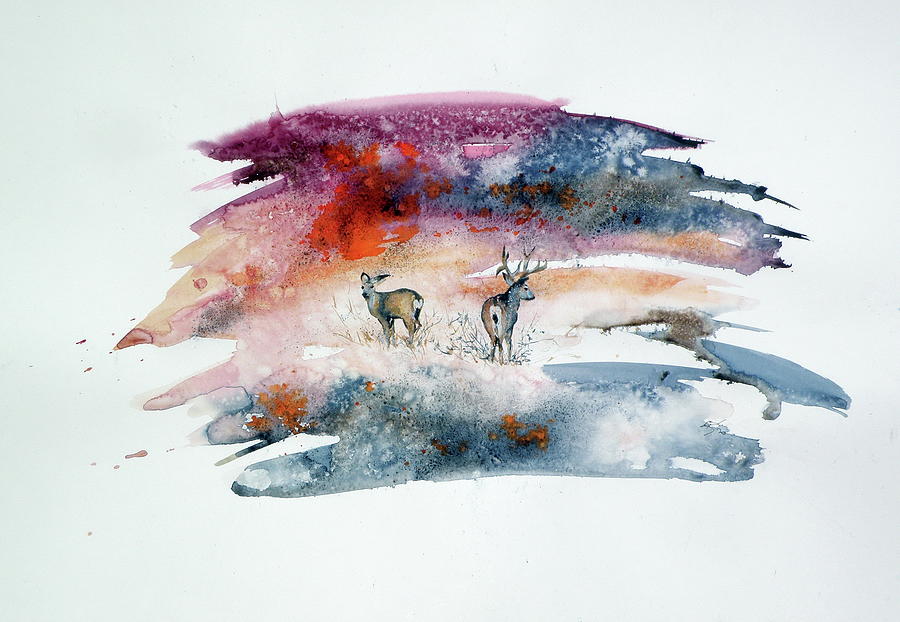 Deer in the fall Painting by Kovacs Anna Brigitta