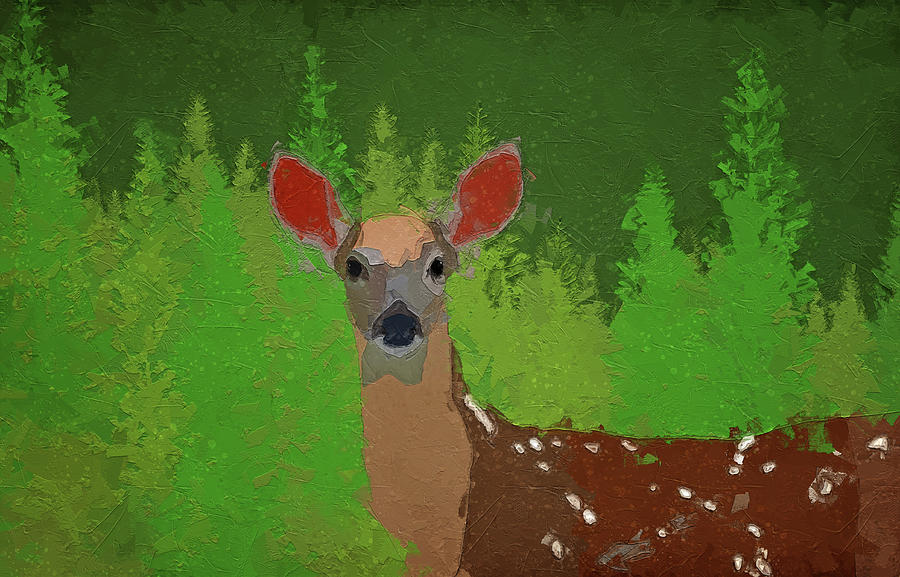 Deer In The Green Forest Painting by Dan Sproul