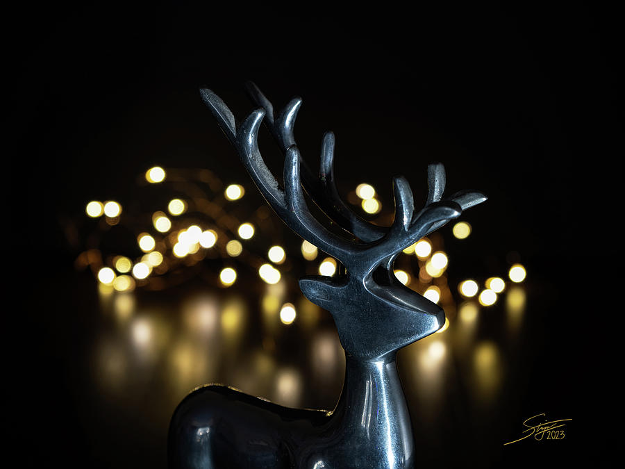 Deer in the Lights Digital Art by Rick Stringer