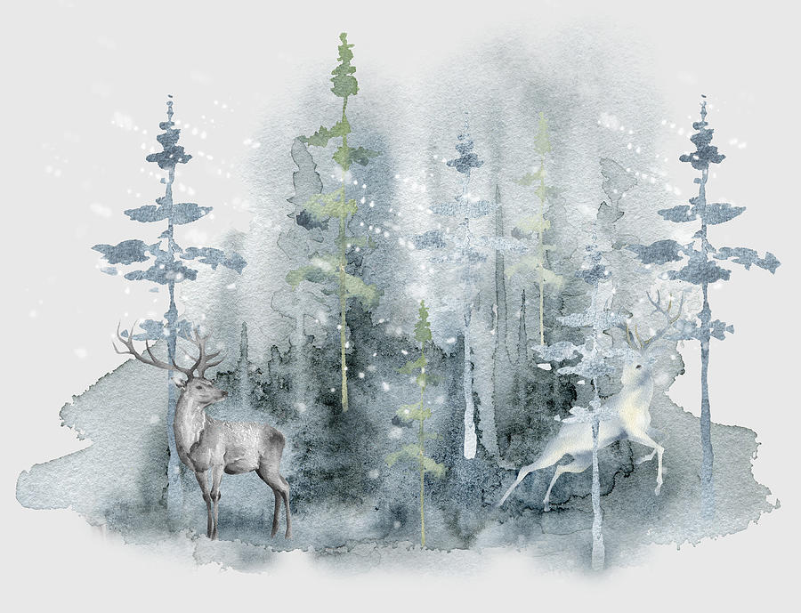 Deer In The Magical Forest 2 Painting by Johanna Hurmerinta