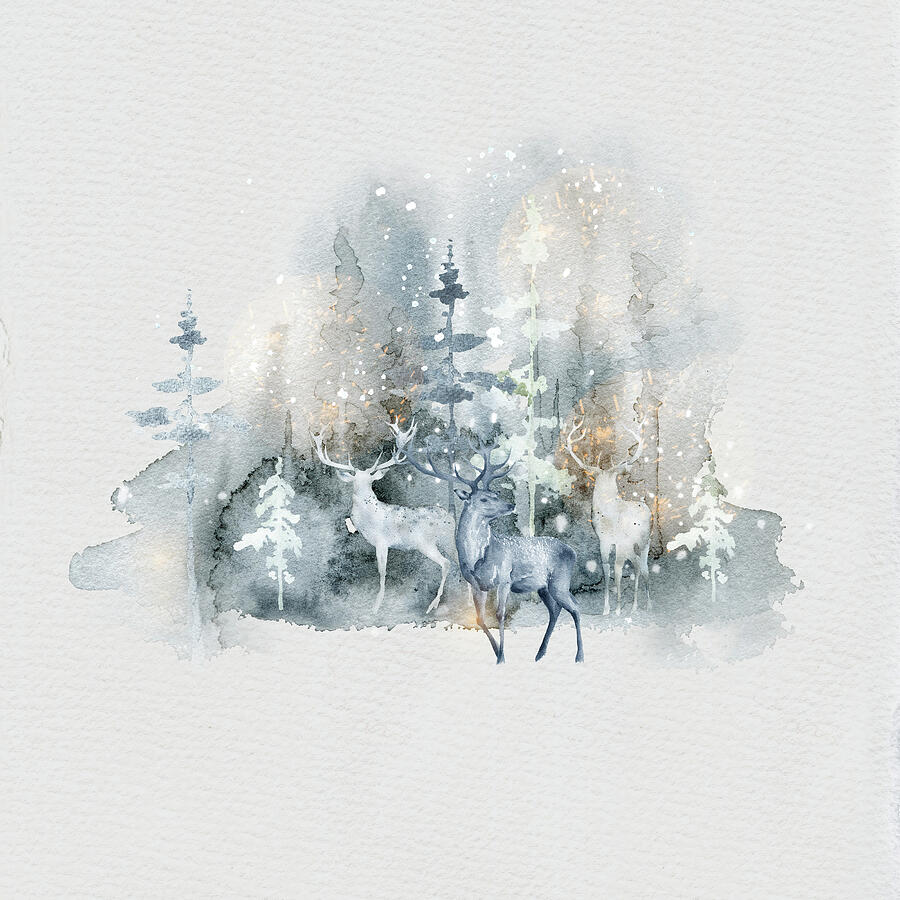 Deer In The Magical Forest Painting by Johanna Hurmerinta