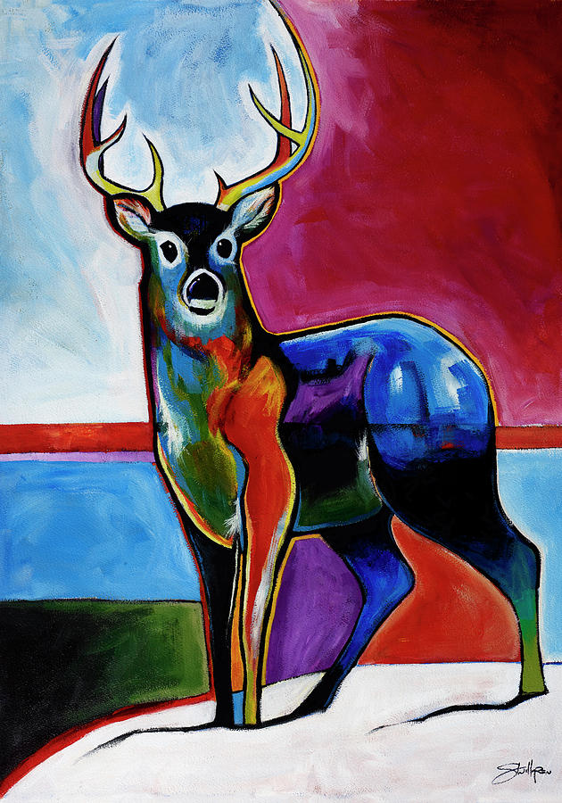 Deer in the Snow Painting by Steve Willgren
