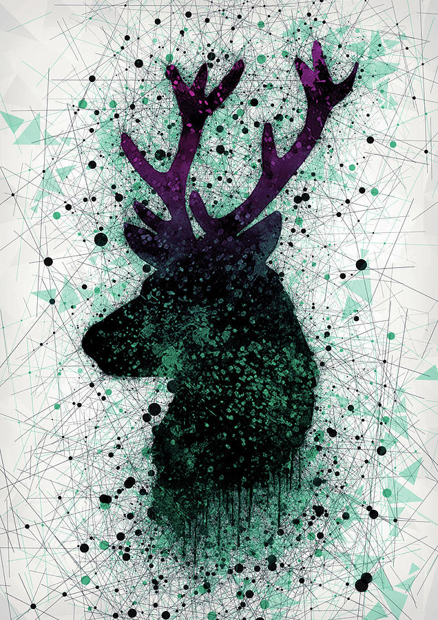 Deer Digital Art - Deer looking left by B-Art Wall Art Designs
