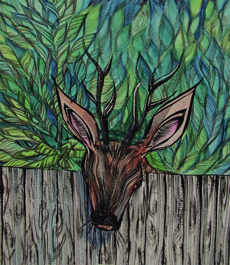 Deer Neighbor Painting by Adria Trail