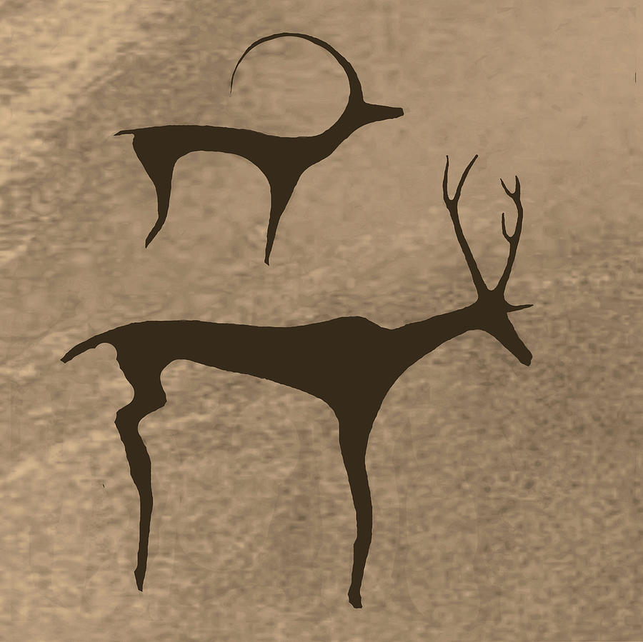 Deer of Akakus Digital Art by Asok Mukhopadhyay