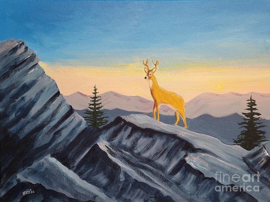 Deer on Grandfather Mountain Painting by Stacy C Bottoms