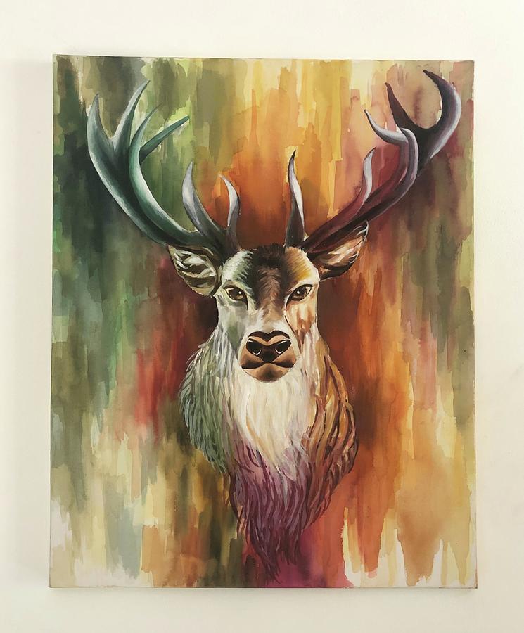 Abstract Deer  Paint with Diamonds Deer Canvas Art