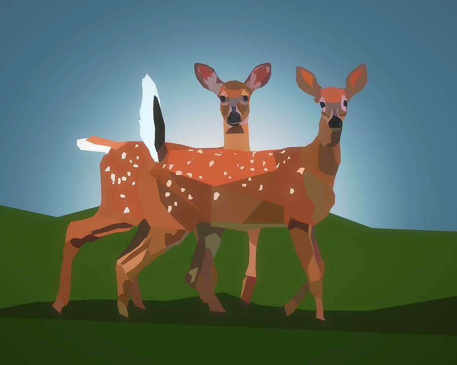 Deer Pair Digital Art by Dan Sproul