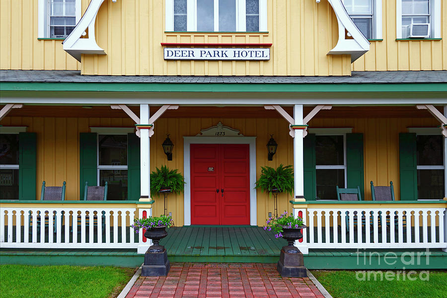 Oakland Photograph - Deer Park Hotel building entrance replica Oakland Marylan by James Brunker