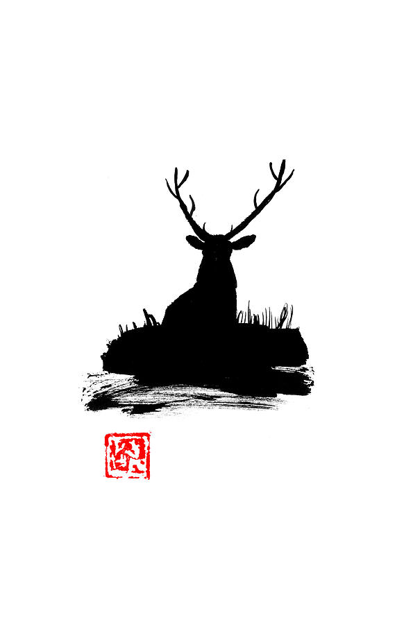 Deer Drawing - Deer by Pechane Sumie