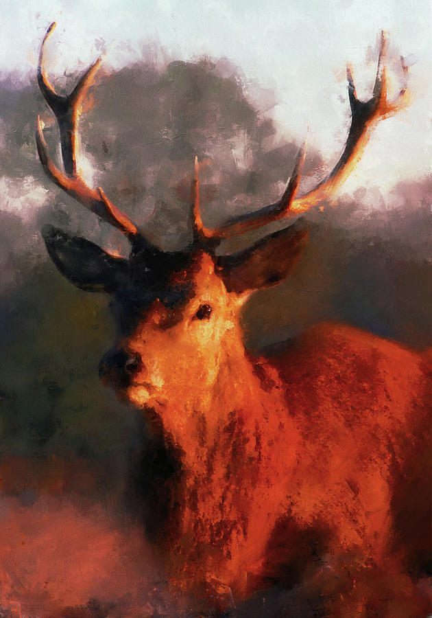 Deer Portrait - 03 Painting by AM FineArtPrints