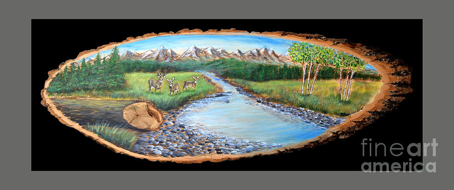 Deer River Mountain View Painting by Pat Davidson