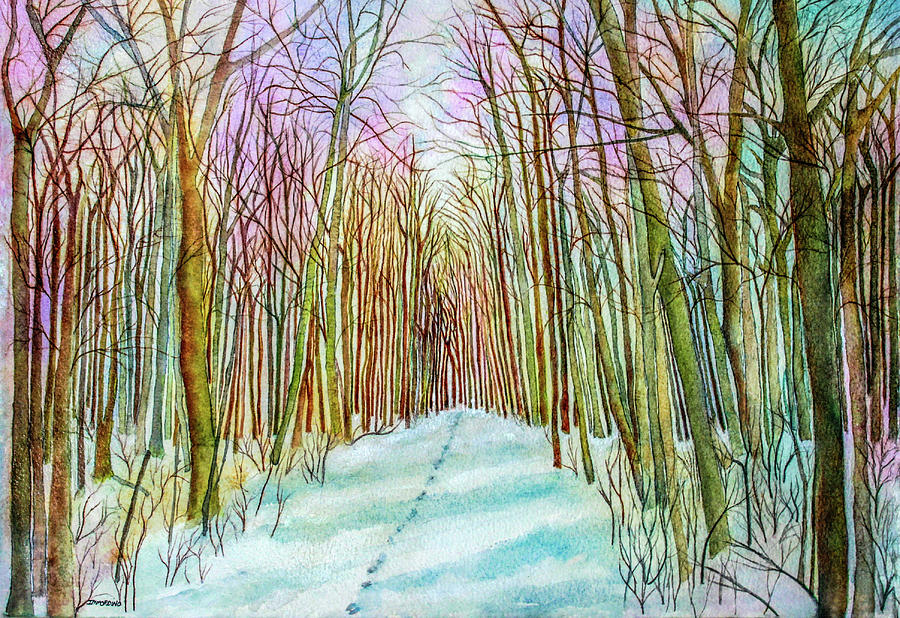 Deer Tracks in Snow Painting by Janet Immordino