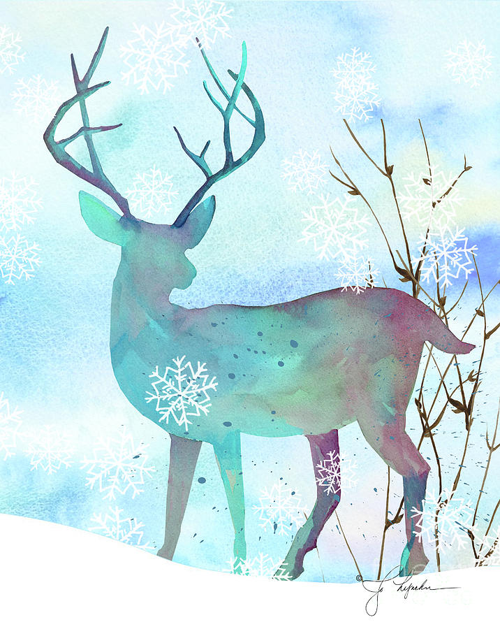 Deer Tranquil Painting by Jo Lynch