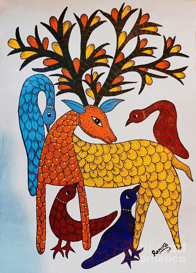 gond painting peacock