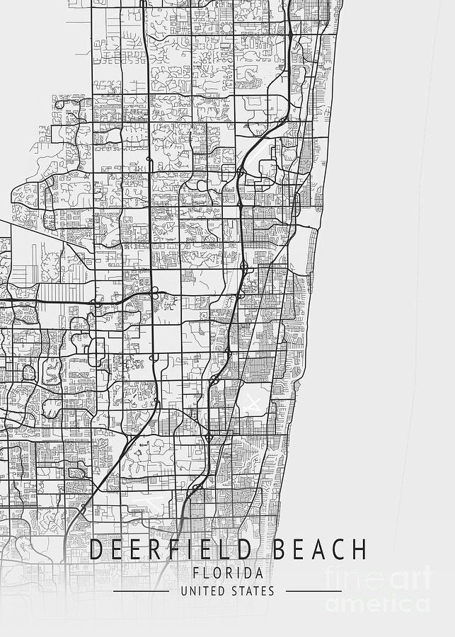 Deerfield Beach Florida US Gray - Deerfield Beach Florida Us Gray City Map Tien Stencil 