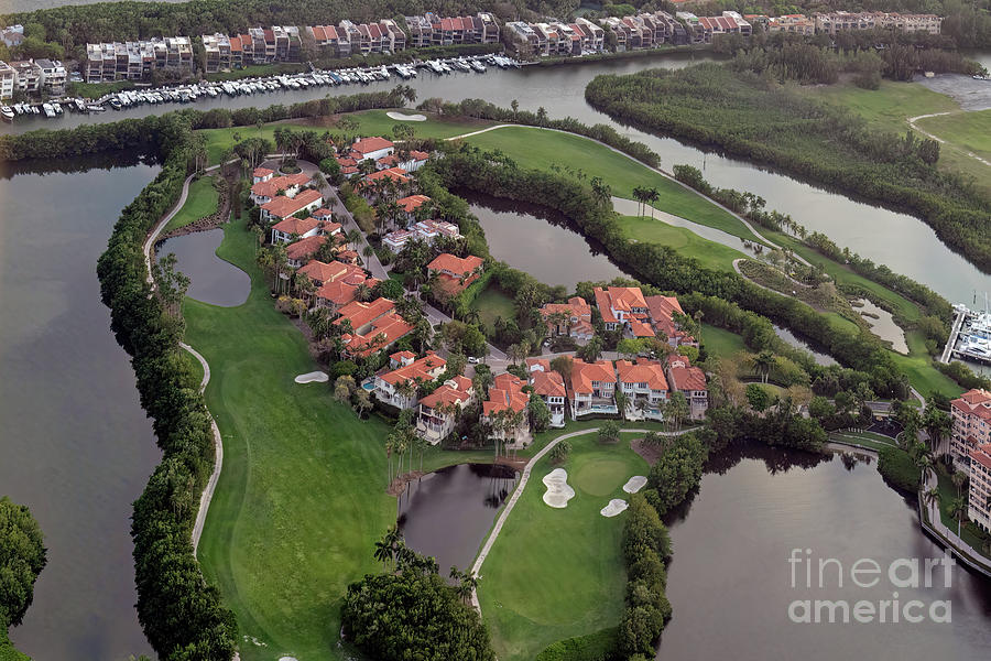 Deering Bay Yacht and Country Club Golf Course Aerial View Photograph by David Oppenheimer
