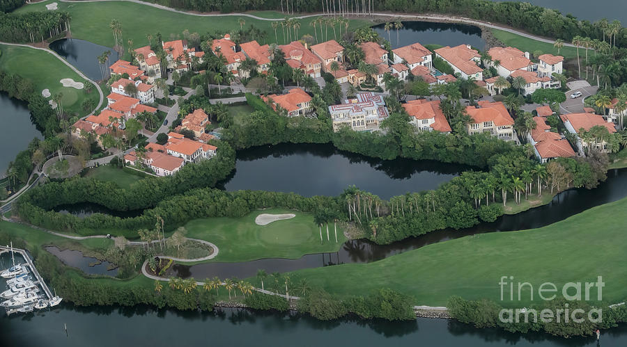 Golf Photograph - Deering Bay Yacht and Country Club Golf Course and Residences Aeri by David Oppenheimer