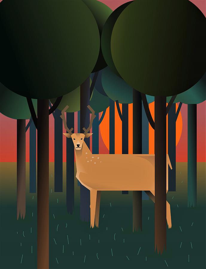 Deerland Wood Digital Art by Fatline Graphic Art