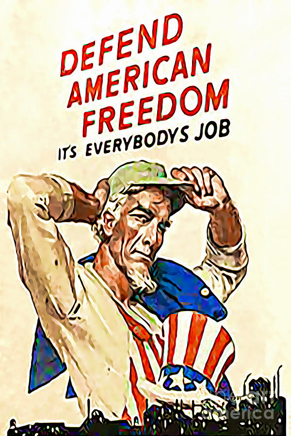 Defend American Freedom Propaganda Pyrography by Gary Keesler