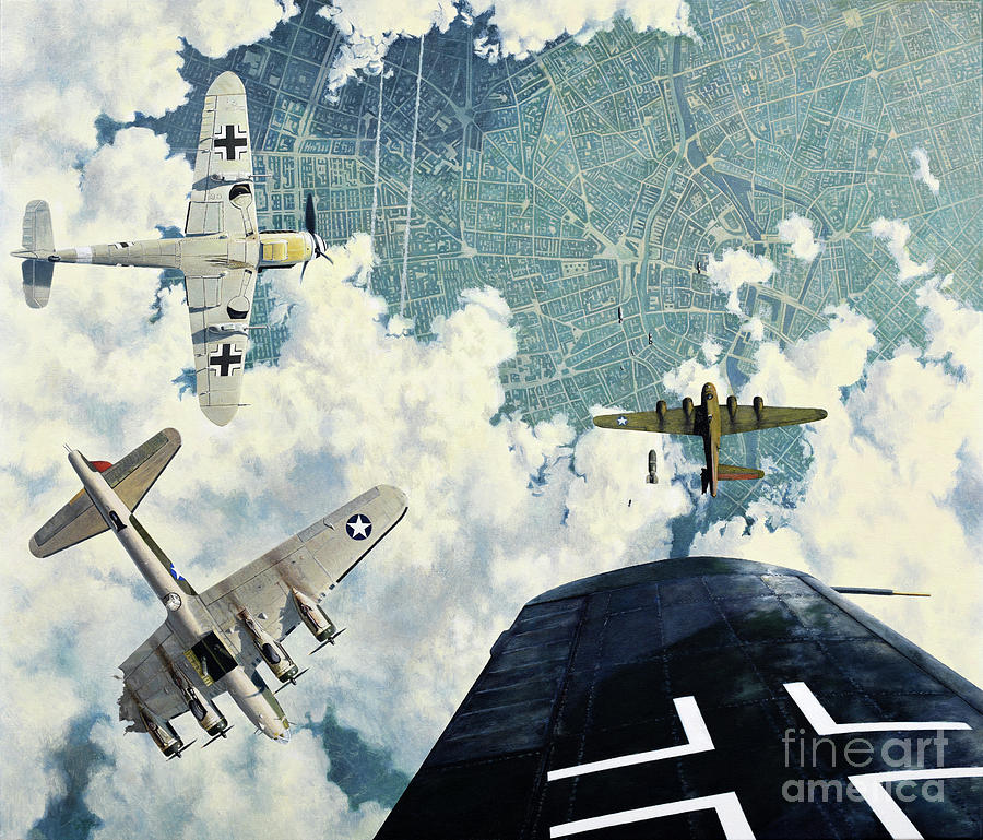 Airplane Painting - Defender. The Battle of Berlin by Oleg Konin