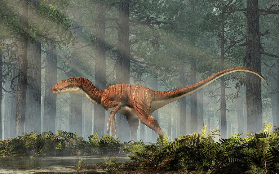 Deinonychus in a Forest Digital Art by Daniel Eskridge