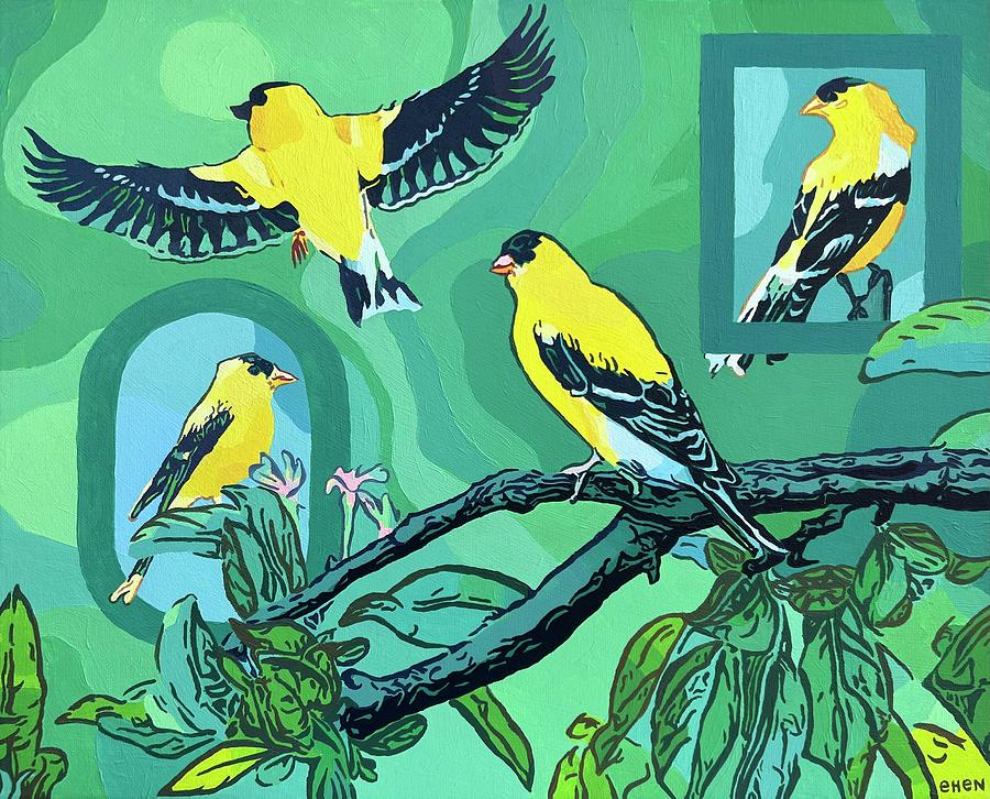 Finch Painting - Deja Vu by Erin Henry