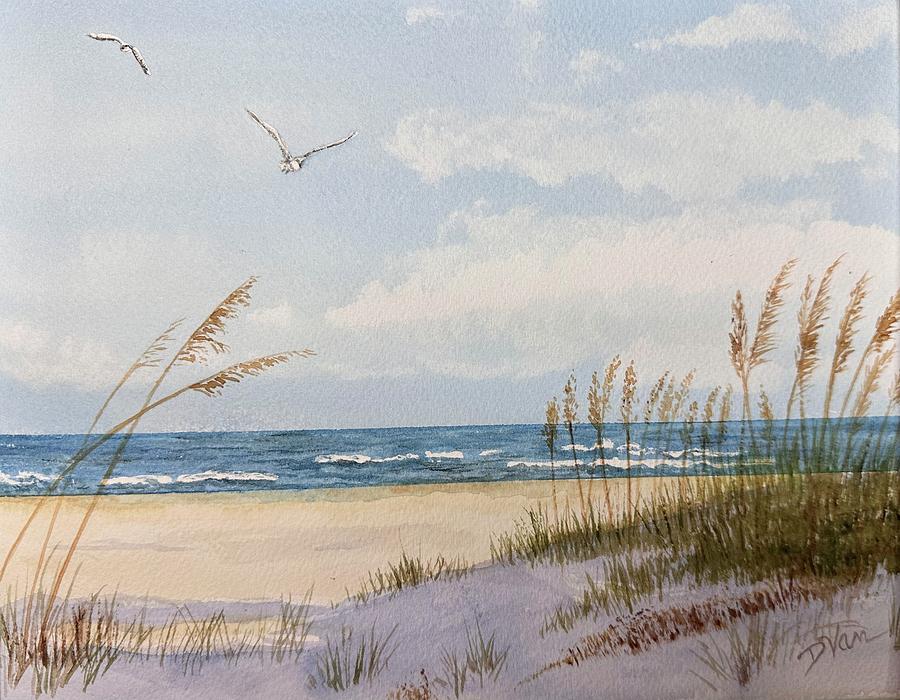 Delaware Beach Grass Painting by Denise Van Deroef