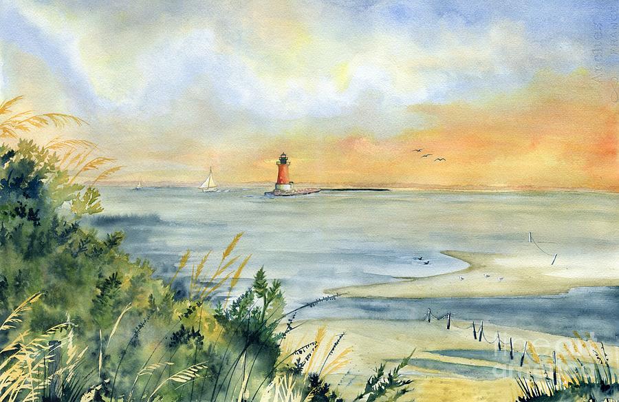 Delaware Breakwater East End Lighthouse Painting by Melly Terpening