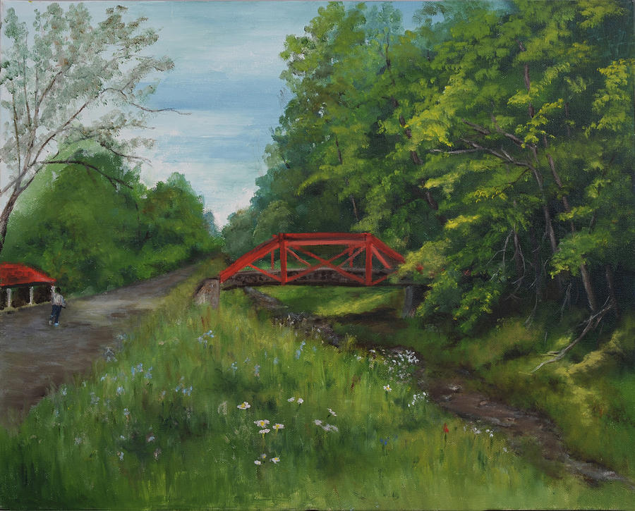 Delaware Canal State Park Painting by Aurelia Nieves-Callwood