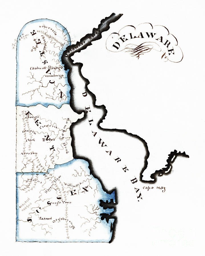Delaware Map, 1819 Drawing by Harriet Baker