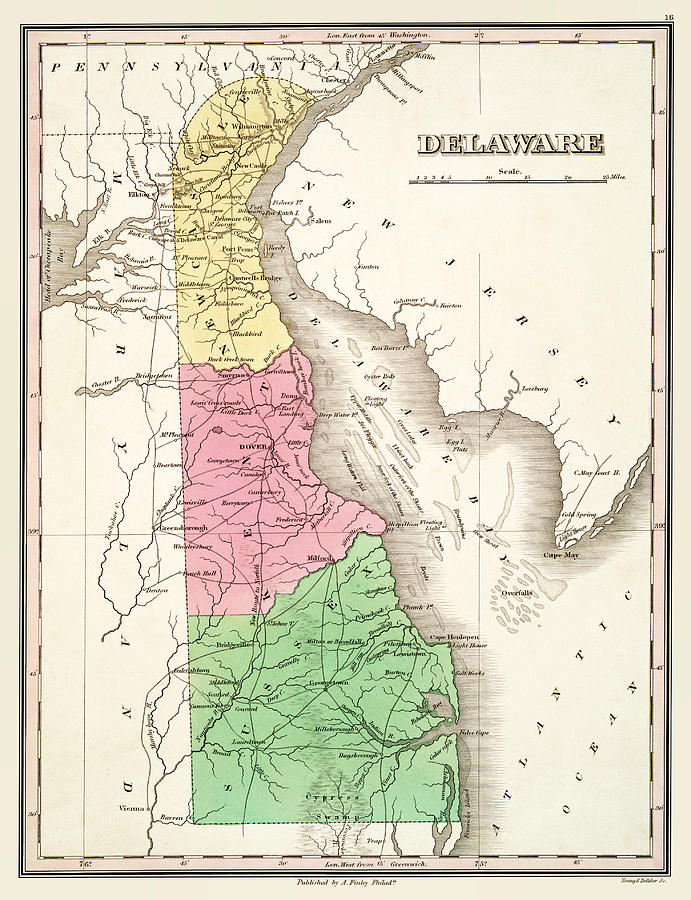 Delaware Map Circa 1824 Photograph by Phil Cardamone