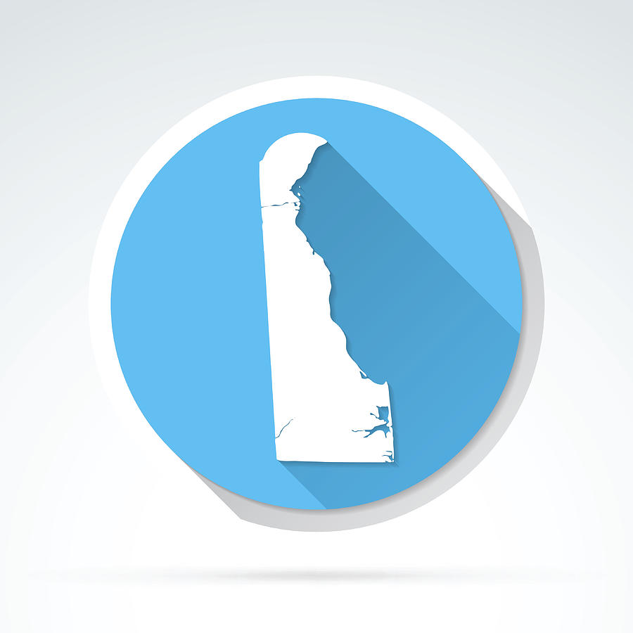 Delaware map icon, Flat Design, Long Shadow Drawing by Bgblue