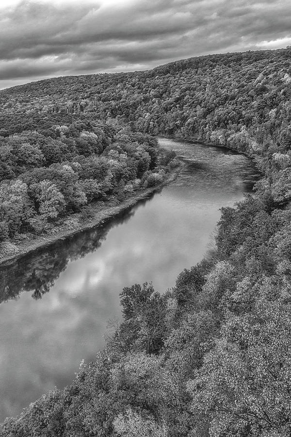 Delaware River Autumn BW Photograph by Susan Candelario