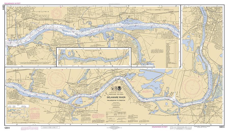Delaware River Philadelphia to Trenton, NOAA Chart 12314 Digital Art by Nautical Chartworks
